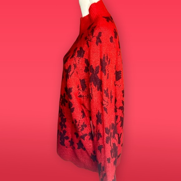 NWT Liz Claiborne Cabaret Red Floral Acrylic Blend Knit Spring Blooms Sweater 1X - Picture 6 of 6